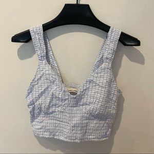 Abercrombie & Fitch Baby Blue Gingham Sweetheart Crop
